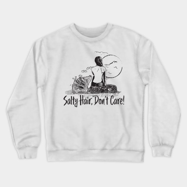 Salty Hair Mermaid Crewneck Sweatshirt by TAS Illustrations and More